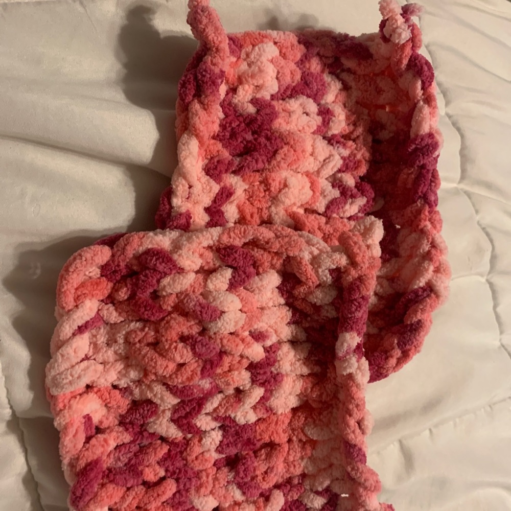 2 handknit baby burp cloths